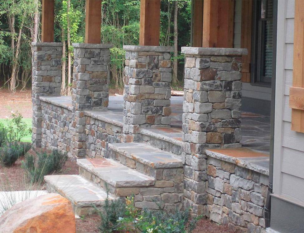 Blue & Brown Cobble From Rock It Natural Stone for outside columns