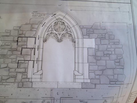 limestone gothic arch created by Chris Peeters.
