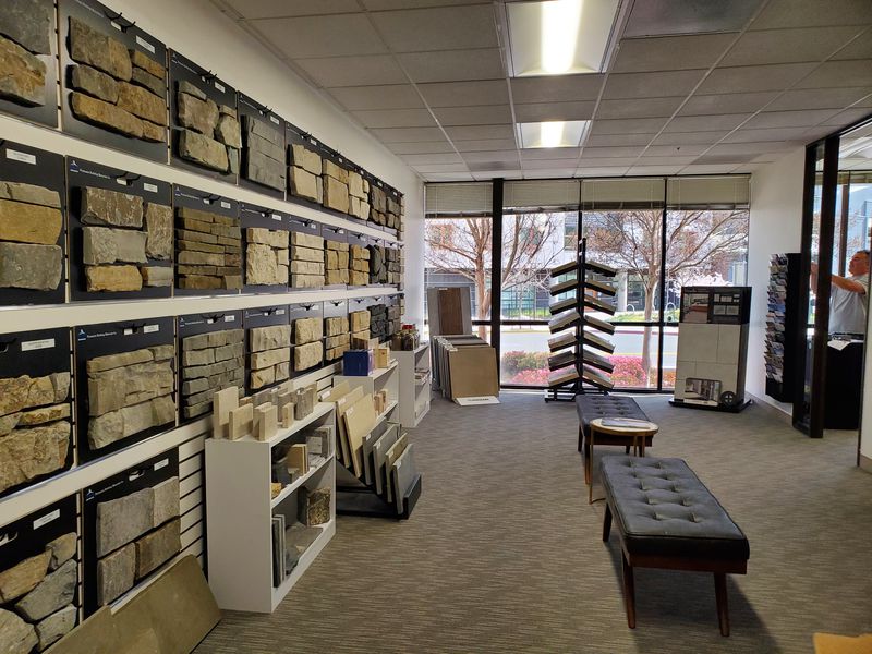 walnut creek showroom with displays for natural stone, brick, manufactured stone, and more