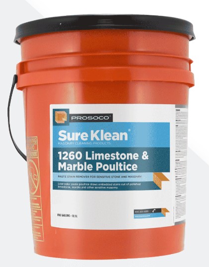 Prosoco’s Sure Klean Limestone Poultice for removing stains on natural stone like marble, limestone, and travertine