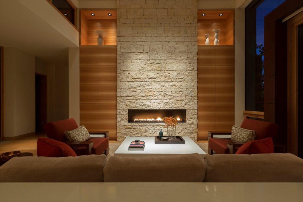 natural stone fireplace look using stone veneer