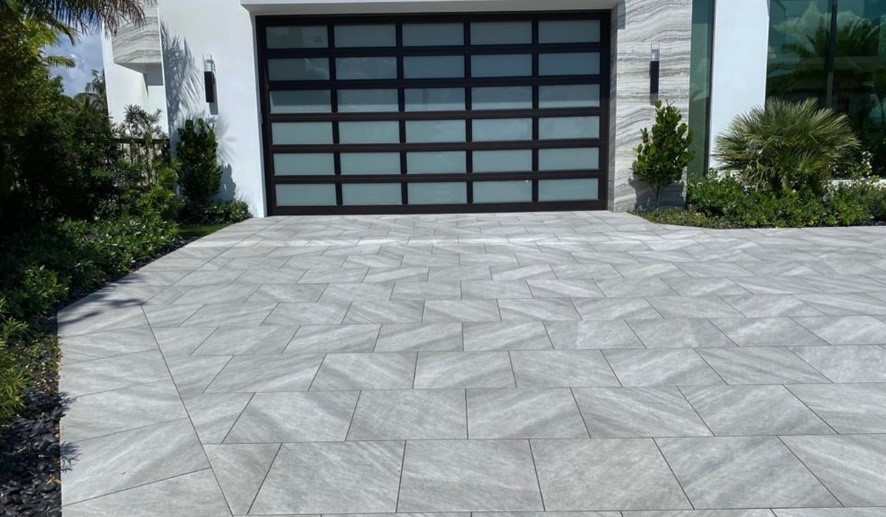 Porcelain pavers for driveways give an elegant more modern look.