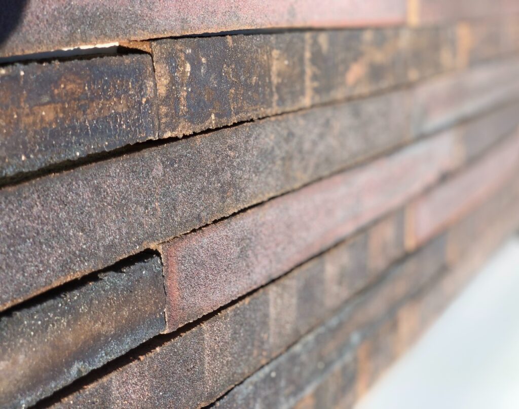 Close-up view of a single Centurion Brick tile, showcasing its long, slim design and intricate texture.