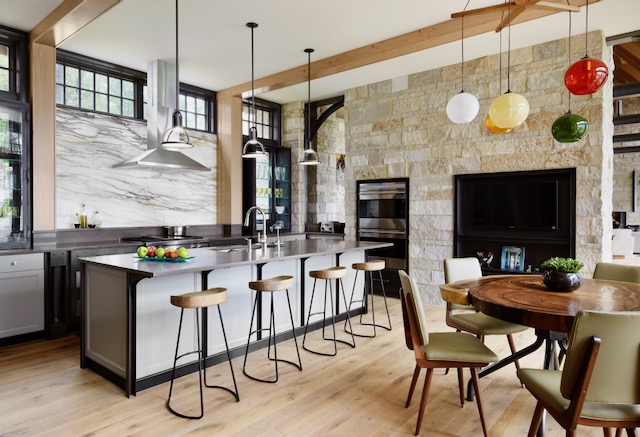 Interior commercial kitchen walls featuring Fond du Lac Tailored Blend natural stone thin veneer.