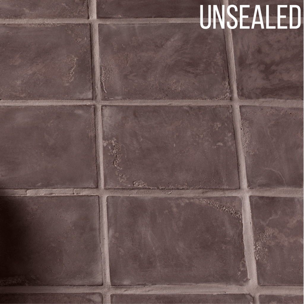 Detailed view of unsealed Artillo Chocolate Limestone tiles showing handcrafted texture and rustic finish.