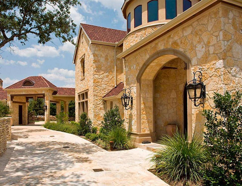 Natural Stone: Chateau Gold Limestone for exterior walls; tuscany gold