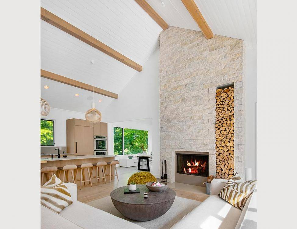 Natural Building Materials: Vantage30 White Elm stone block fireplace