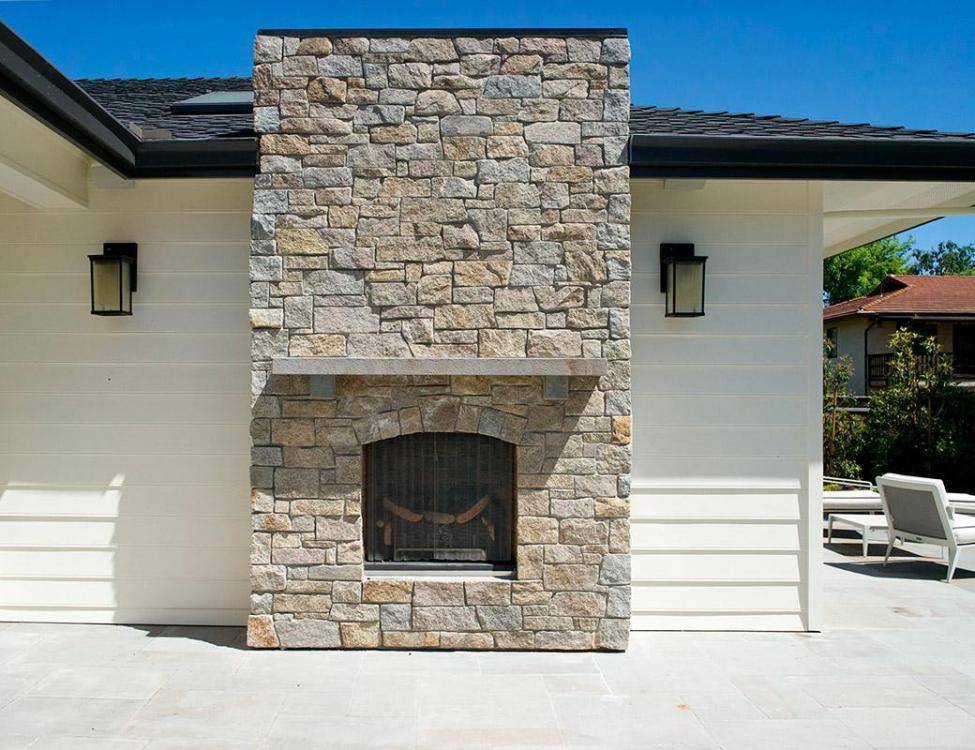 Ledge Cut outdoor natural stone fireplace building materials